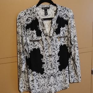 INC Long Sleeve 1/4 Zip blouse